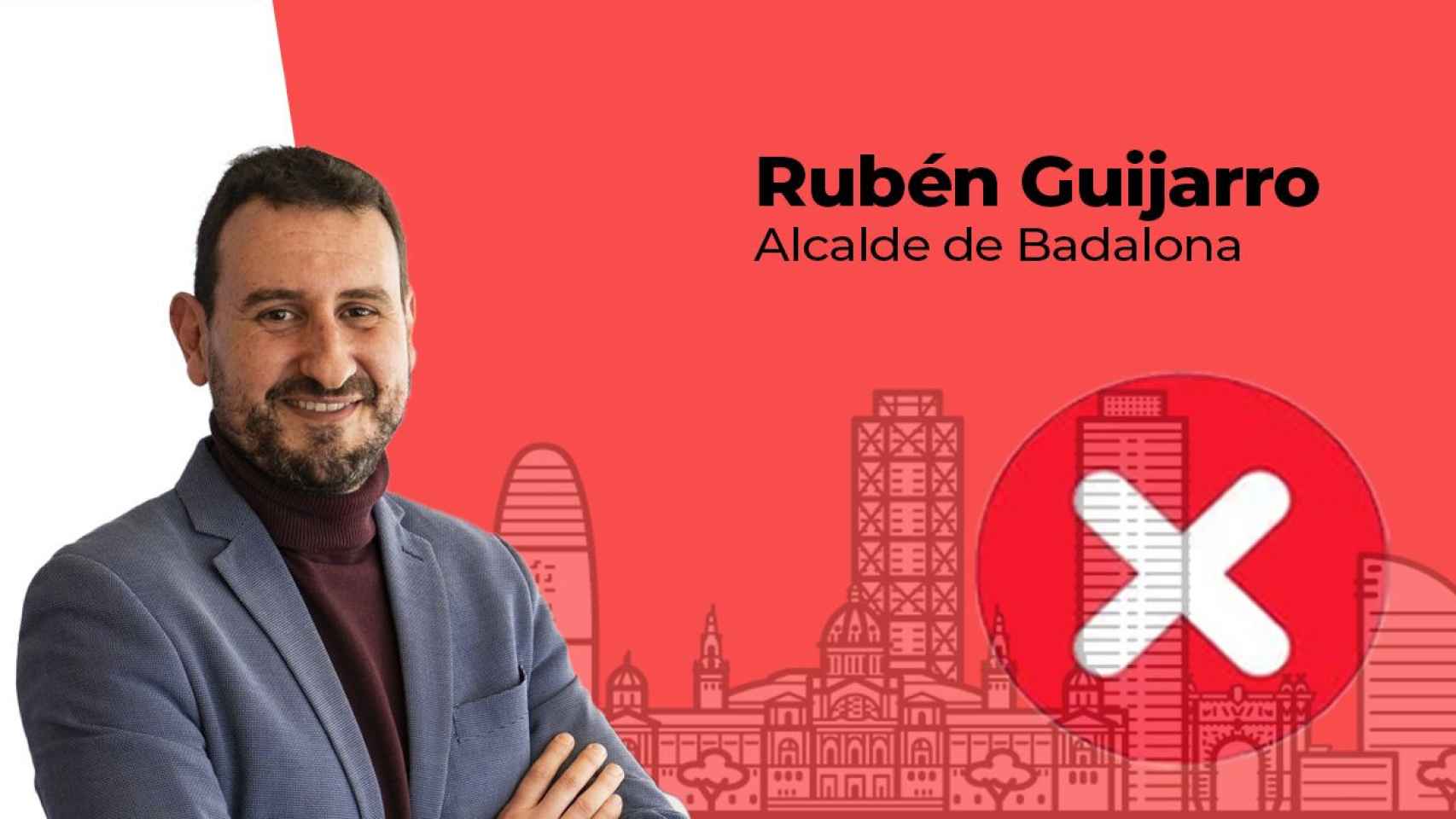 El alcalde de Badalona, Rubén Guijarro, en una fotomontaje / METRÓPOLI