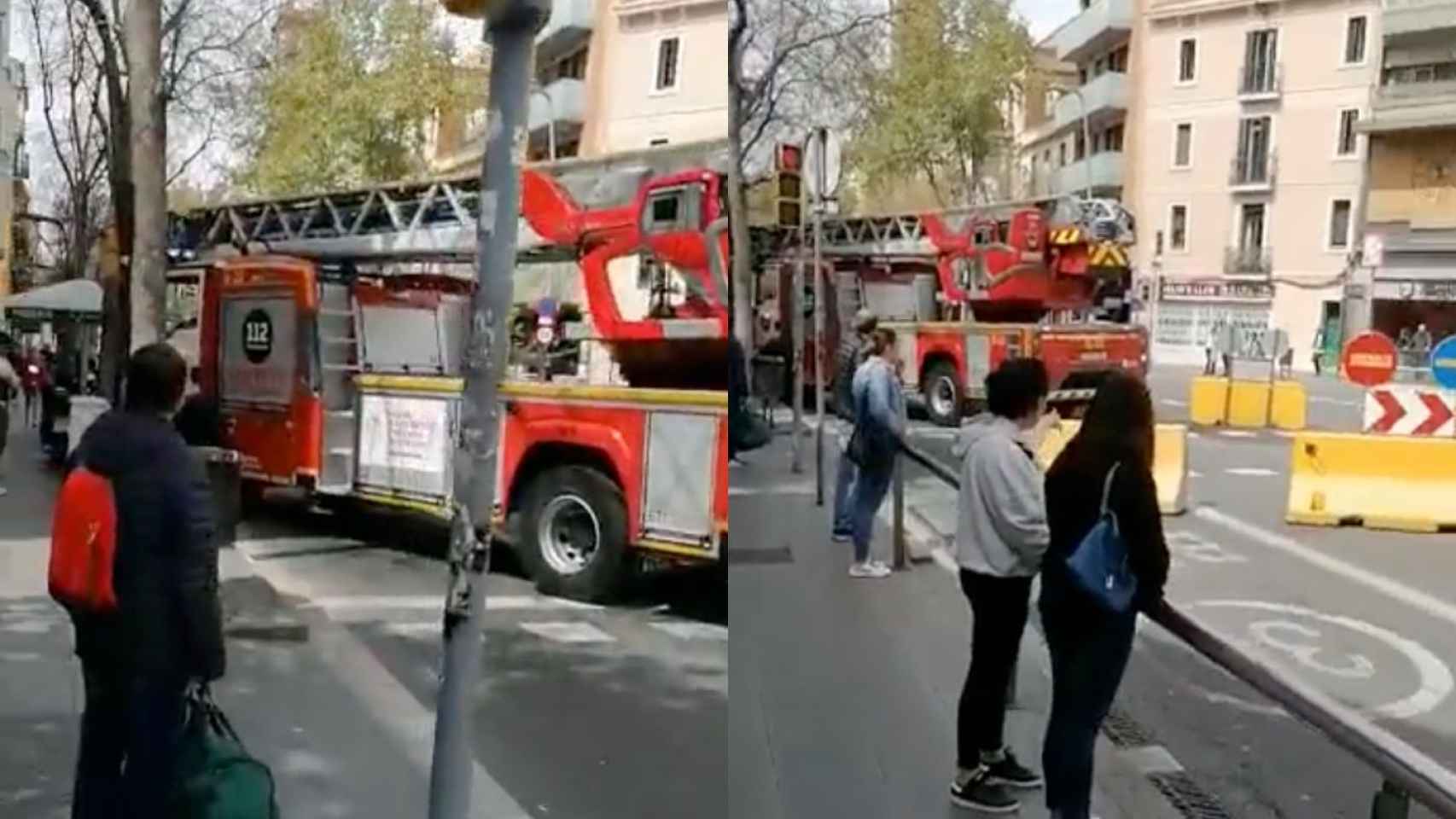 Un camión de bomberos queda atrapado en una actuación en Barcelona / TWITTER (@Francescabad)