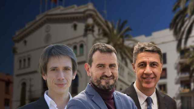 Fotomontaje donde aparecen las tres fuerzas con más votos en Badalona: Alex Montornès (ERC), Rubén Guijarro (PSC) y Xavier García Albiol (PP) / METRÓPOLI