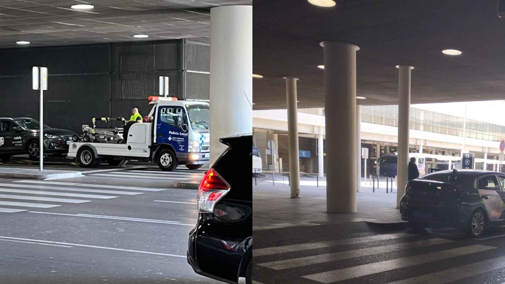 La Policía Local se lleva con la grúa un coche VTC de Cabify en el aeropuerto de Barcelona / CEDIDA