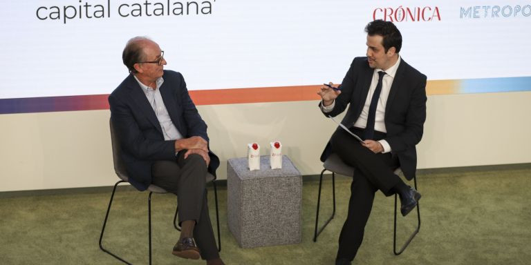 El director general de Indra en Catalunya, Manel Brufau, durante el diálogo / GALA ESPÍN