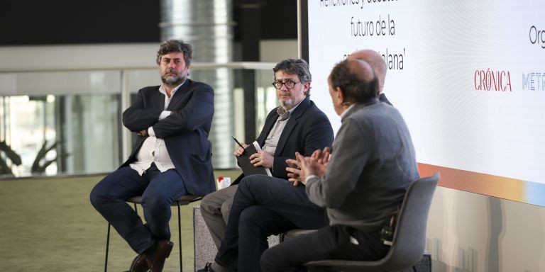 Otero, Manchón, Doria y Ribas, en la mesa cultural de 'Desperta BCN!' / GALA ESPÍN