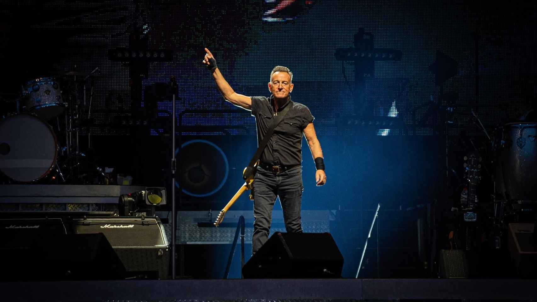 El cantante Bruce Springsteen en el Estadi Olímpic de Barcelona en el inicio de su gira por Europa