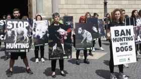 Protesta contra la caza con perros en Barcelona / EFE