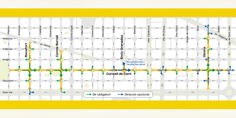 Plano de las calles de l'Eixample afectadas por la 'superilla' / AJ BCN