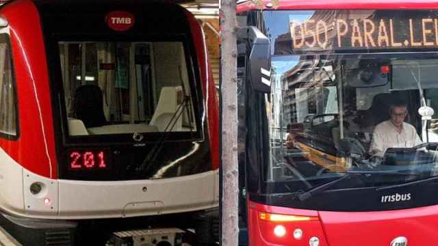 FotomontaJe de un metro y un bus de TMB