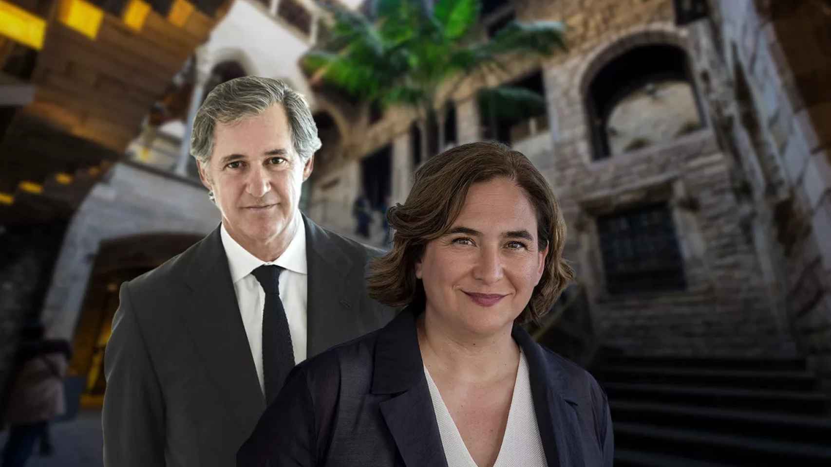 José Manuel Entrecanales y Ada Colau, con el Museu Picasso de fondo / FOTOMONTAJE METRÓPOLI