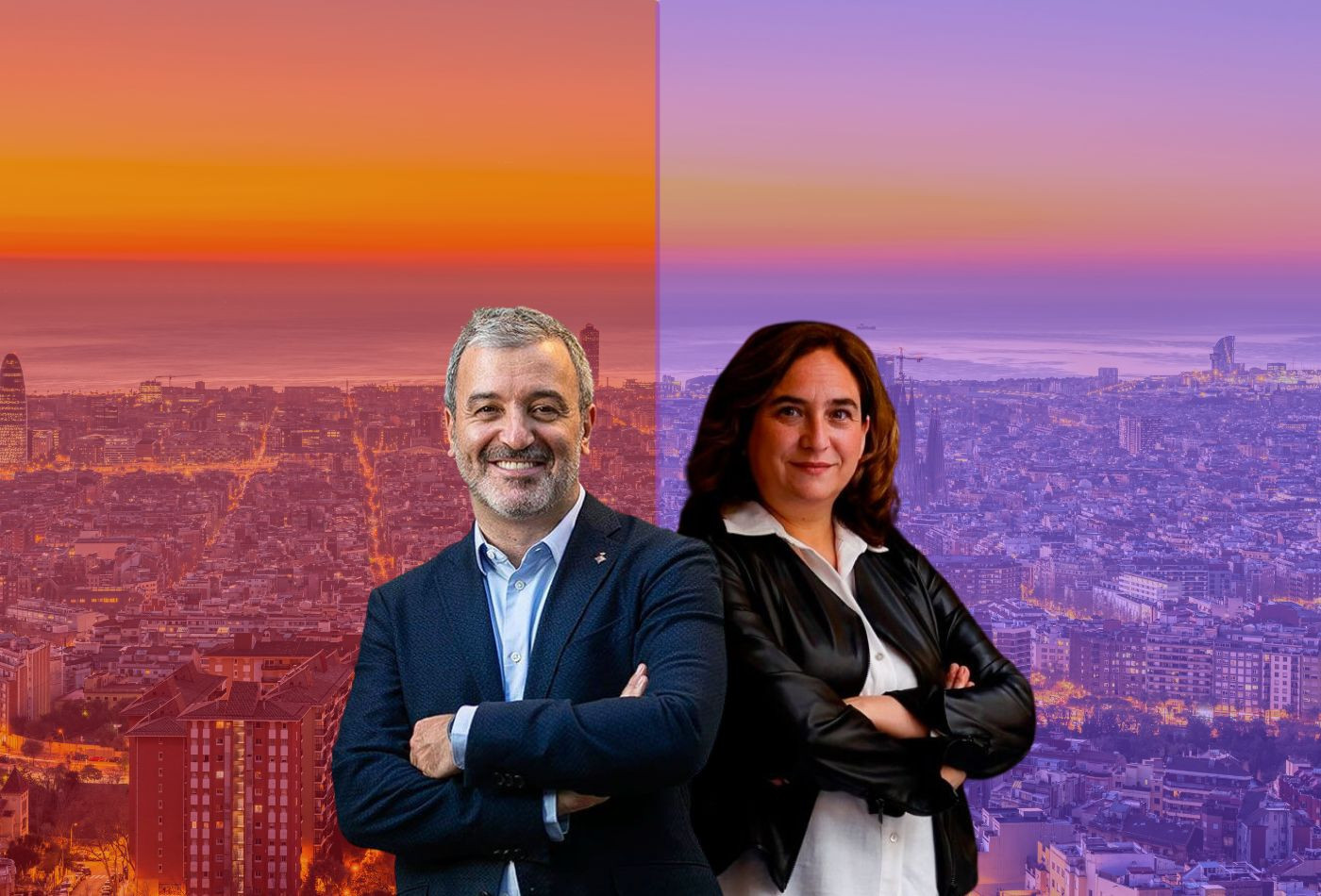 Los candidatos a la alcaldía de Barcelona Jaume Collboni (PSC) y Ada Colau (BComú) / METRÓPOLI