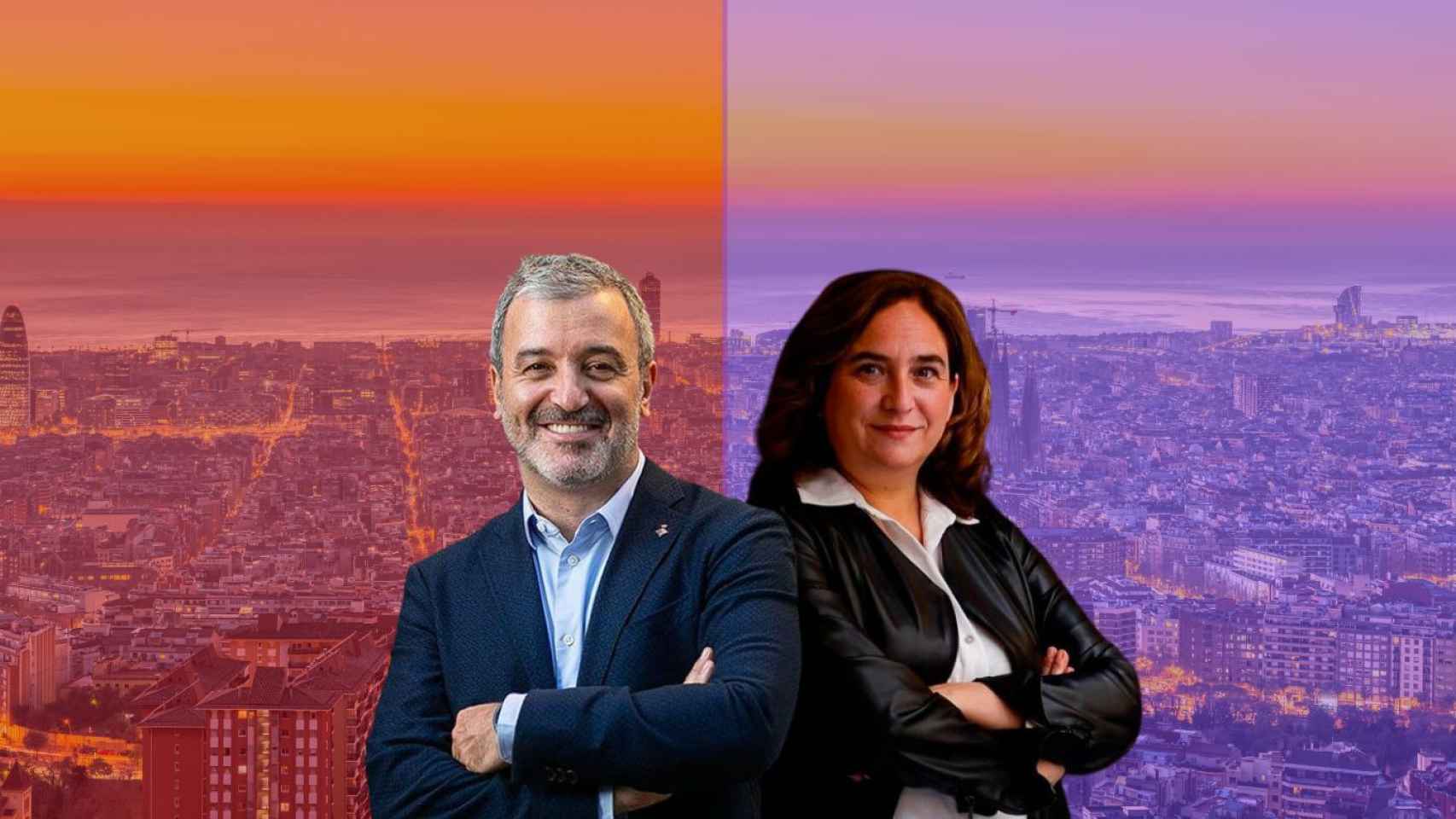 Los candidatos a la alcaldía de Barcelona Jaume Collboni (PSC) y Ada Colau (BComú) / METRÓPOLI