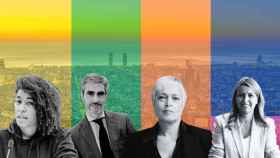 Los candidatos a la alcaldía de Barcelona Basha Changue (CUP), Gonzalo de Oro (Vox), Anna Grau (Cs) y Eva Parera (Valents) / METRÓPOLI