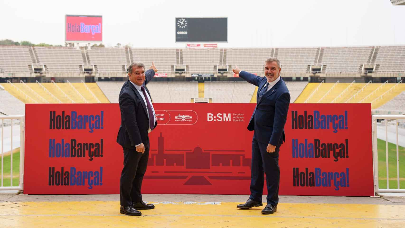 El presidente del Barça, Joan Laporta, junto al alcalde Jaume Collboni / FC BARCELONA