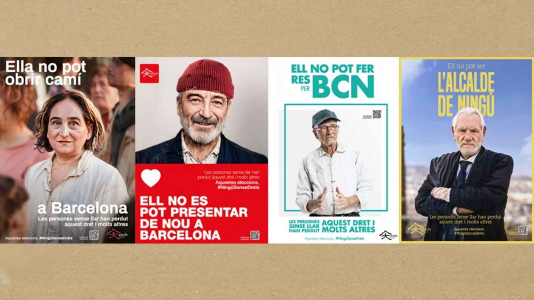 Carteles de campaña modificados por la Fundació Arrels / FUNDACIÓ ARRELS