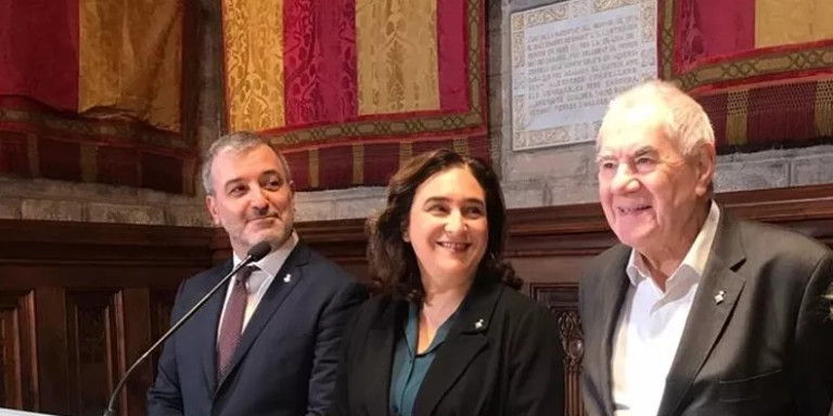 Collboni, Colau y Maragall en el Ayuntamiento / EUROPA PRESS