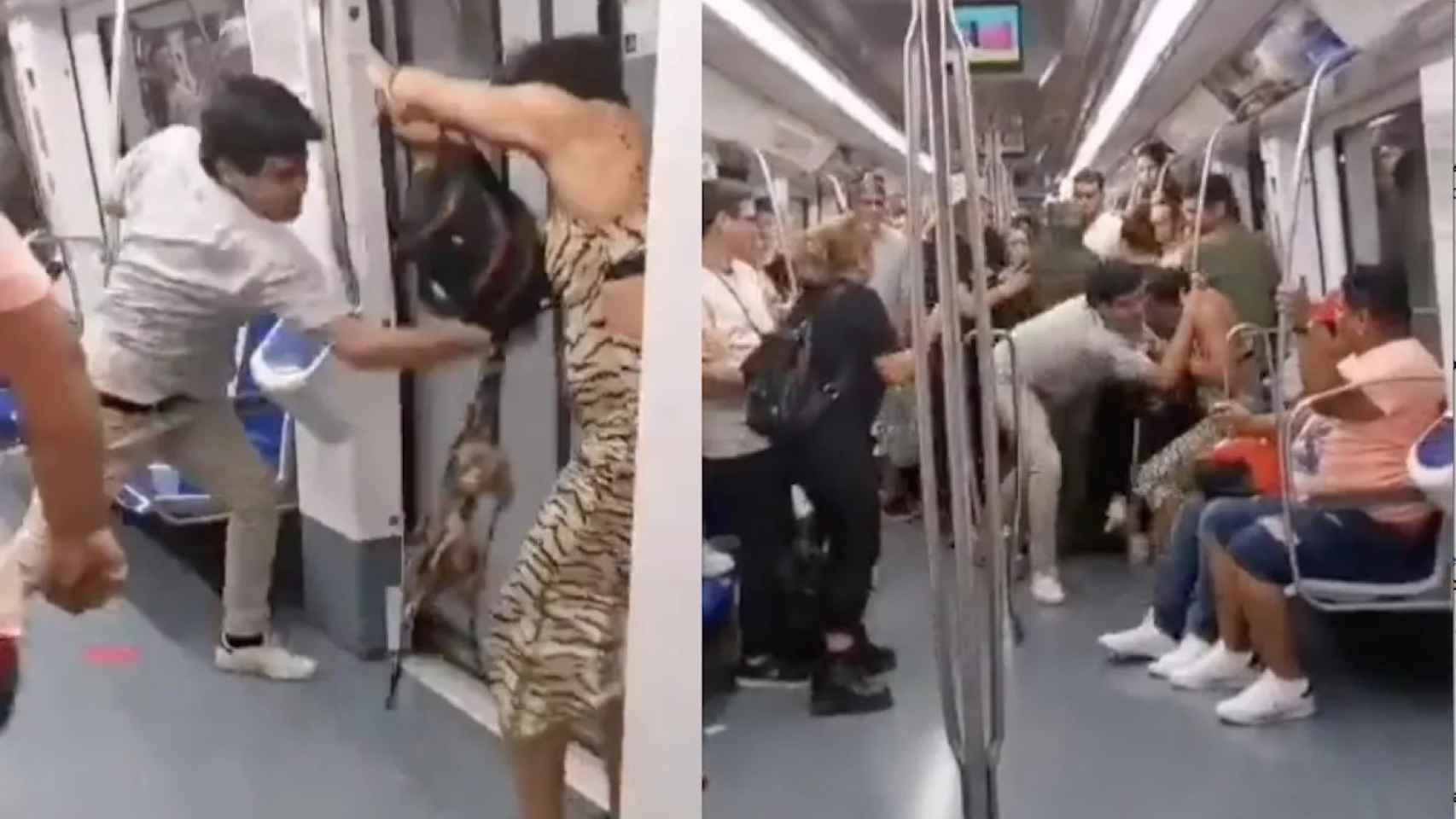 Imágenes de la agresión en el metro de Barcelona de este sábado / TWITTER