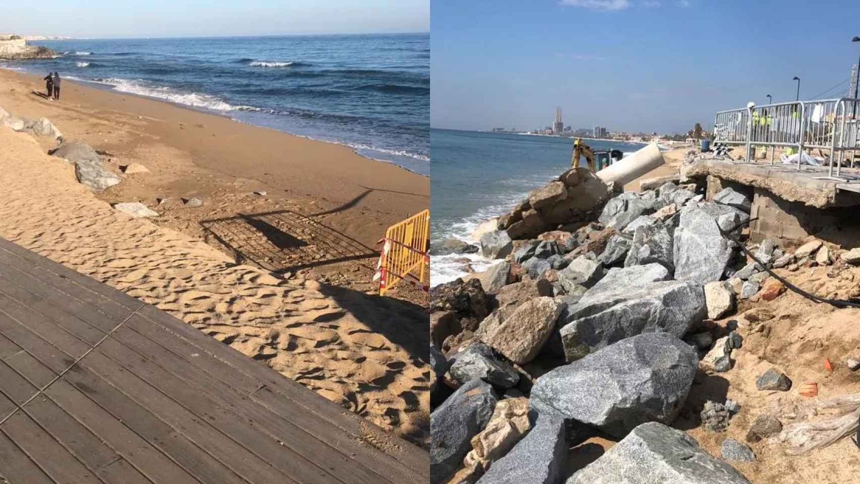 Fotomontaje de la regresión de la playa de la Barca Maria de Badalona / CEDIDAS