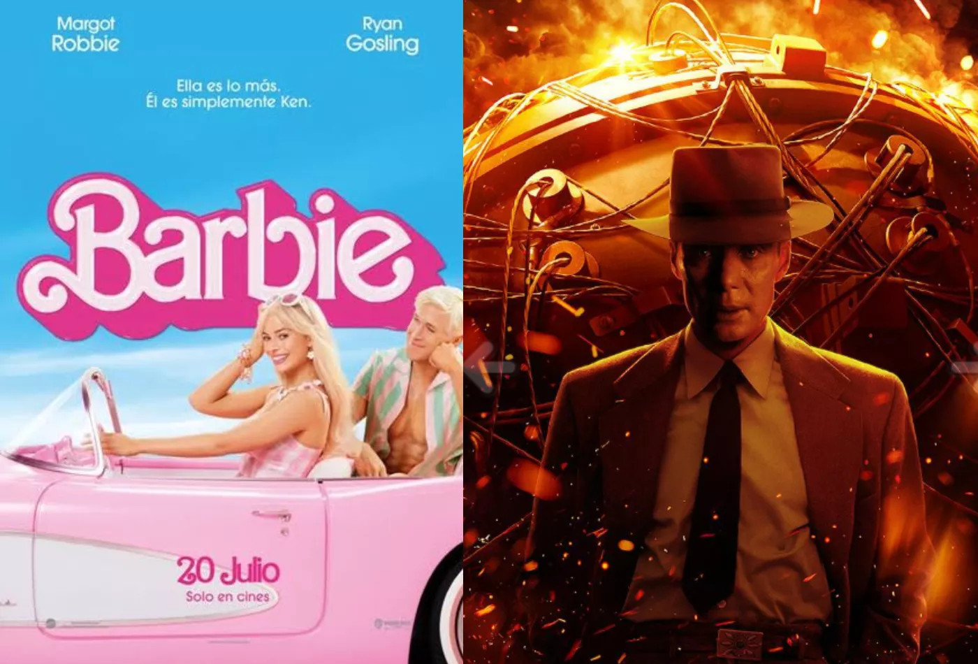 Fotomontaje con los carteles de las películas de 'Barbie' y de 'Oppenheimer' / METRÓPOLI