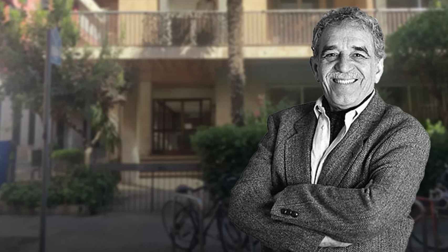 Fotomontaje de Gabriel García Márquez frente al edificio ubicado en el número 6 de la calle Caponata / METRÓPOLI