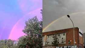 El arcoíris visto desde distintos puntos, en Badalona (i) y Barcelona (d)