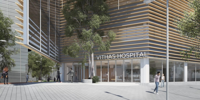 Render de la entrada del Hospital Vithas de Esplugues de Llobregat / Vithas