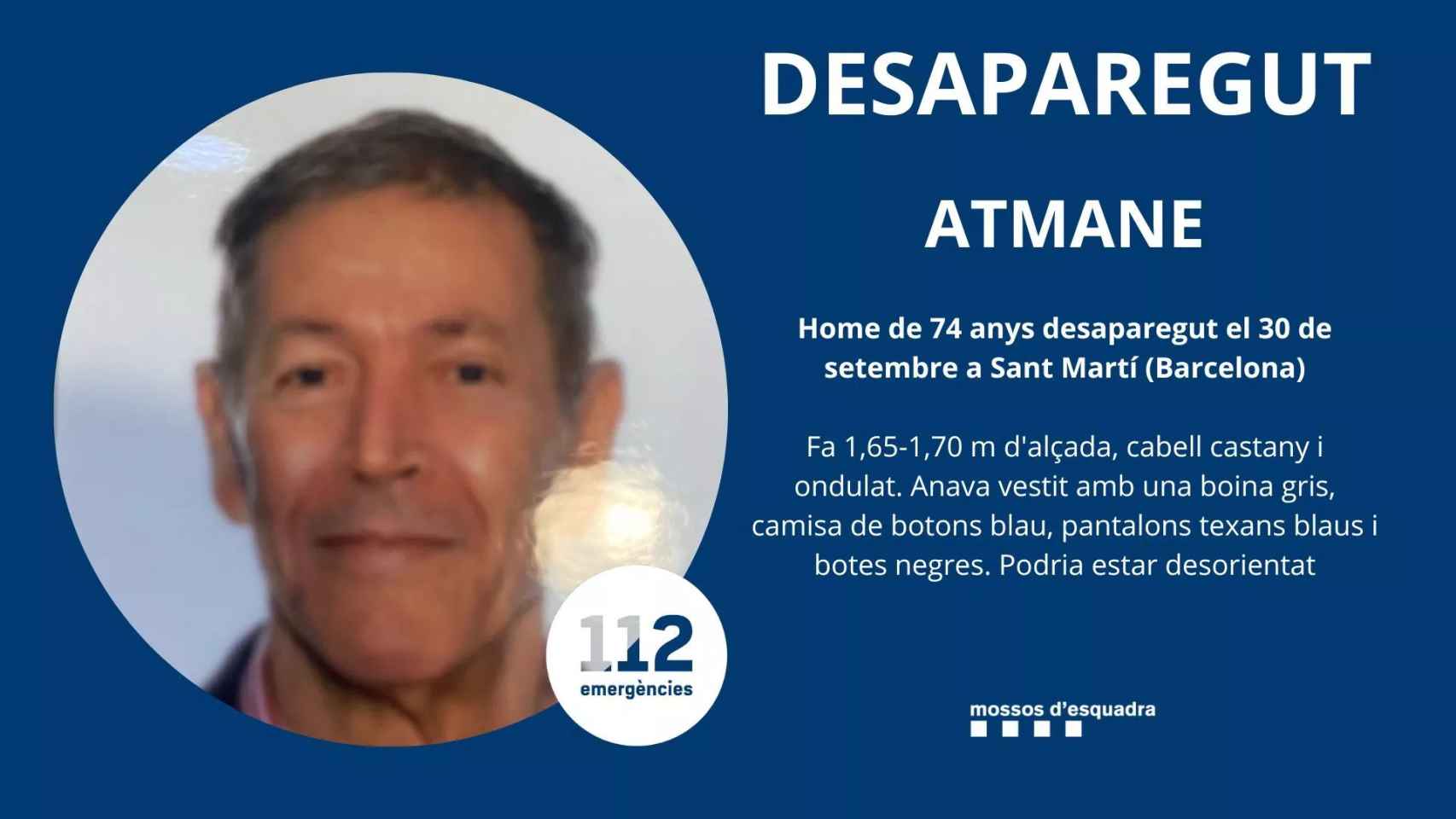 Aspecto de Atmane, el hombre desaparecido en Barcelona / MOSSOS