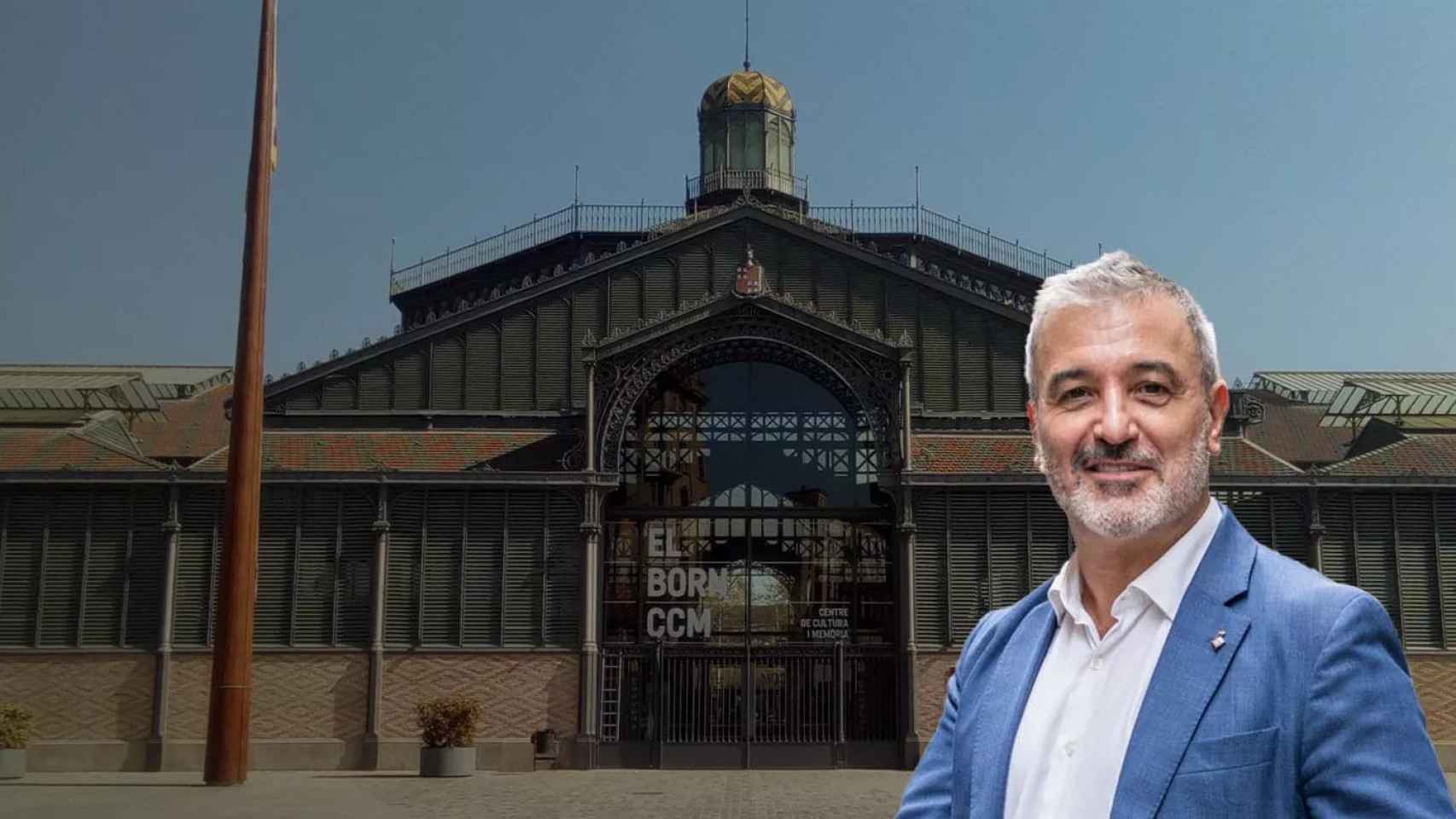 El alcalde de Barcelona, Jaume Collboni, con el Centre Cultural Born de fondo / FOTOMONTAJE