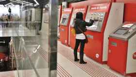 Una usuaria del metro de Barcelona comprando un billete en las máquinas de TMB / TMB