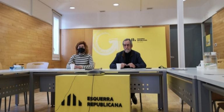 Elisenda Alamany y Jordi Coronas (ERC) en una rueda de prensa / ERC