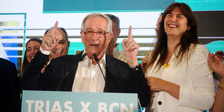 Xavier Trias junto con Laura Borràs celebrando la victoria de las elecciones municipales en Barcelona / EUROPA PRESS