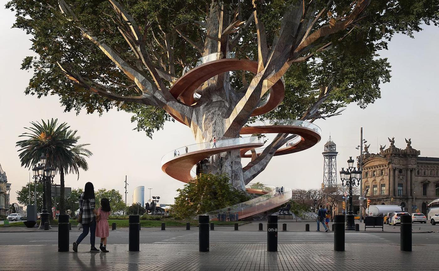 El árbol colonizador, la propuesta de unos arquitectos para tapar a Colón / MODEL-FESTIVAL D'ARQUITECTURES