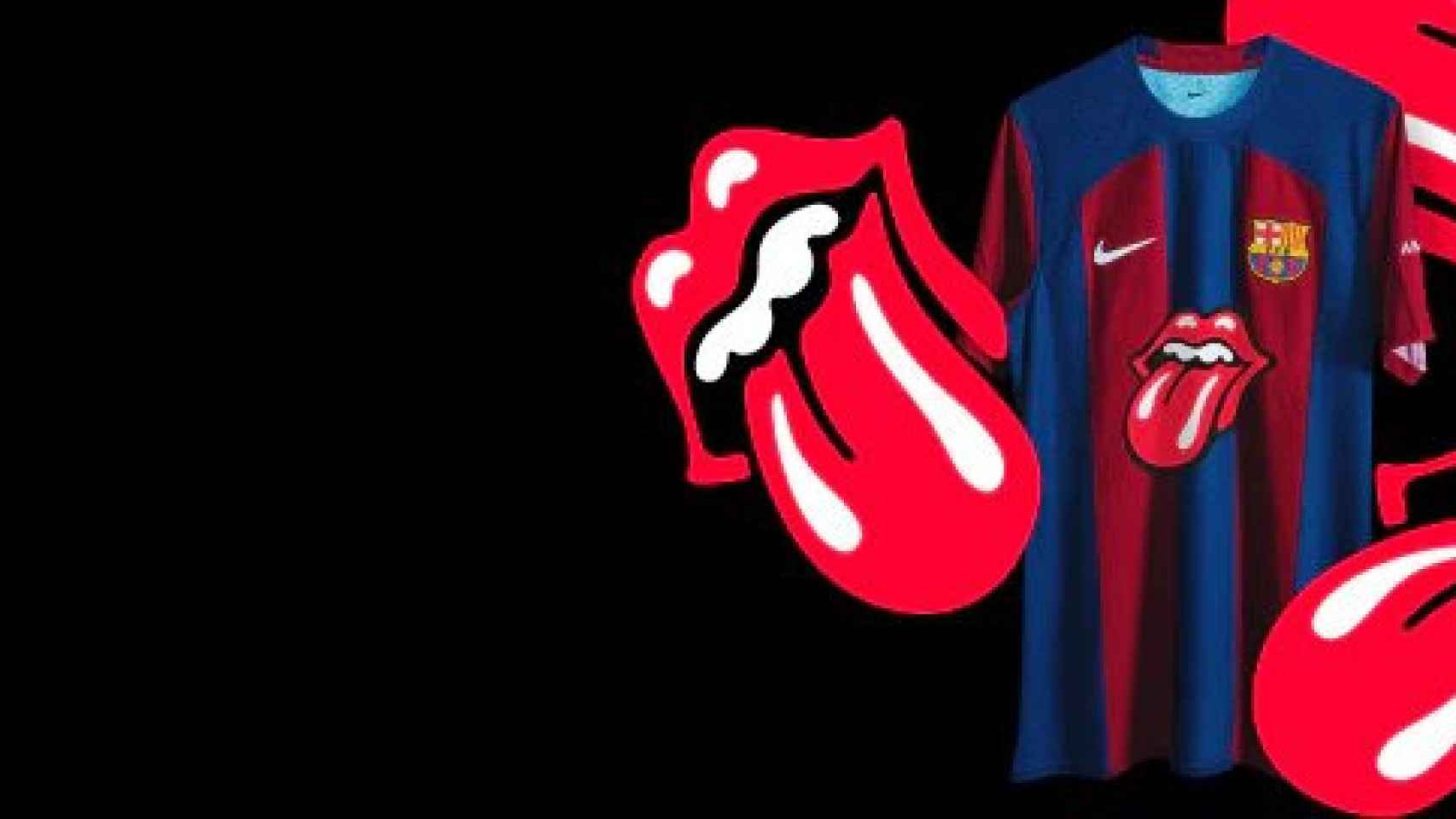 La camiseta del FCB con el logo de los Rolling Stones