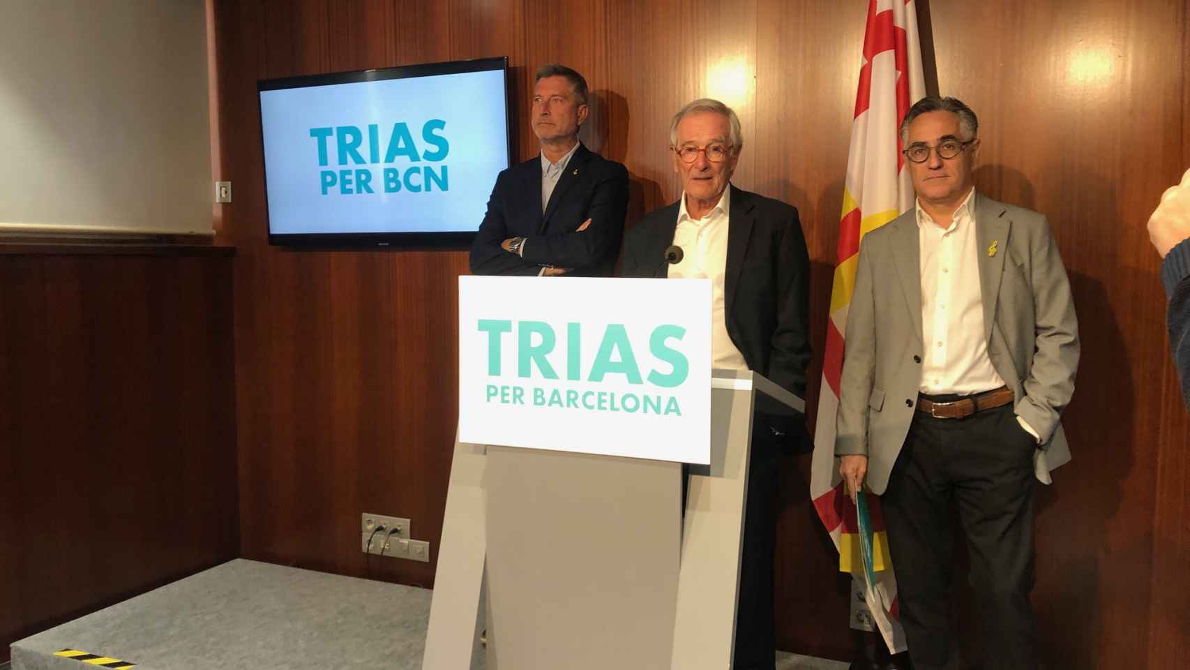 Jordi Martí, Xavier Trias y Ramon Tremosa, en el Ayuntamiento de Barcelona