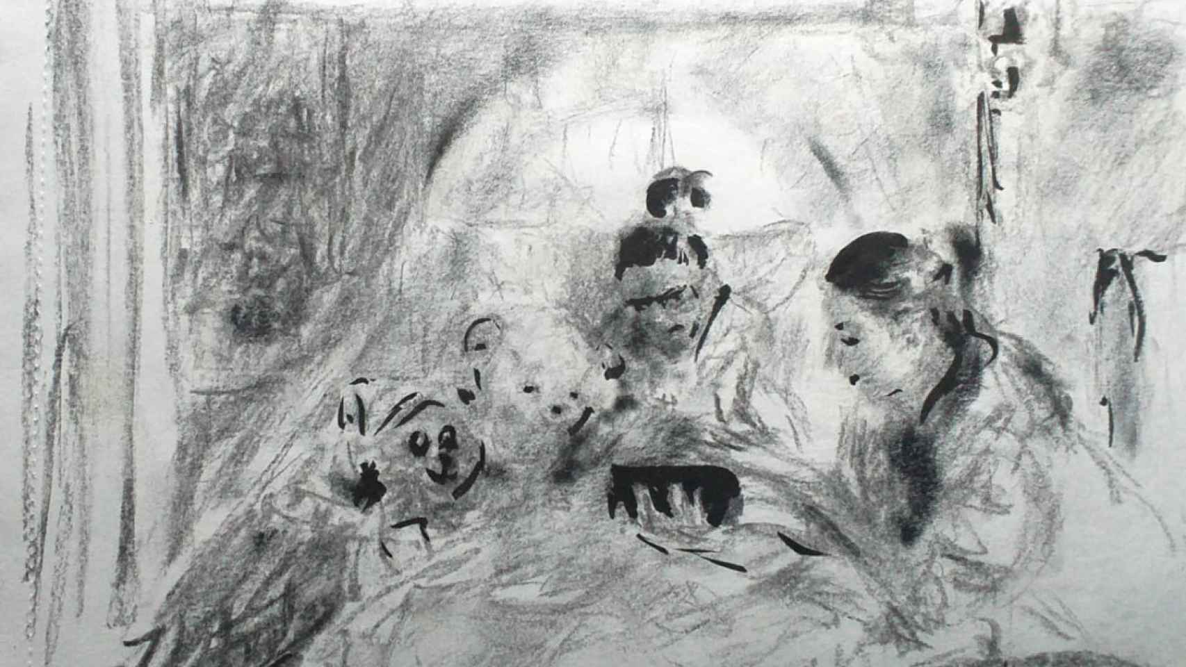 Uno de los dibujos que hizo el pintor, José Luis de Frutos, en el hospital