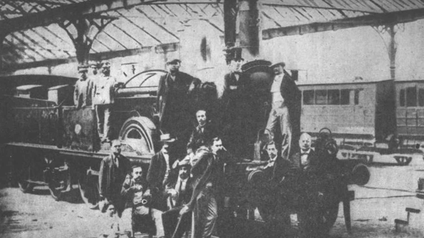 La locomotora número 12 de la línea Barcelona-Mataró, hacia 1860